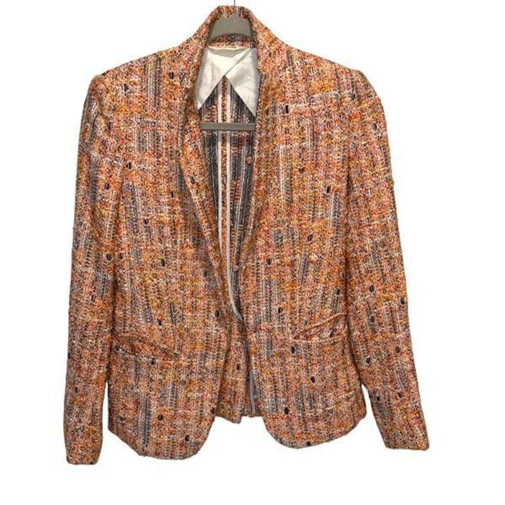 RAG & BONE Tweed jacket orange, salmon pink and brown‎ weave. Unlined. Size 0